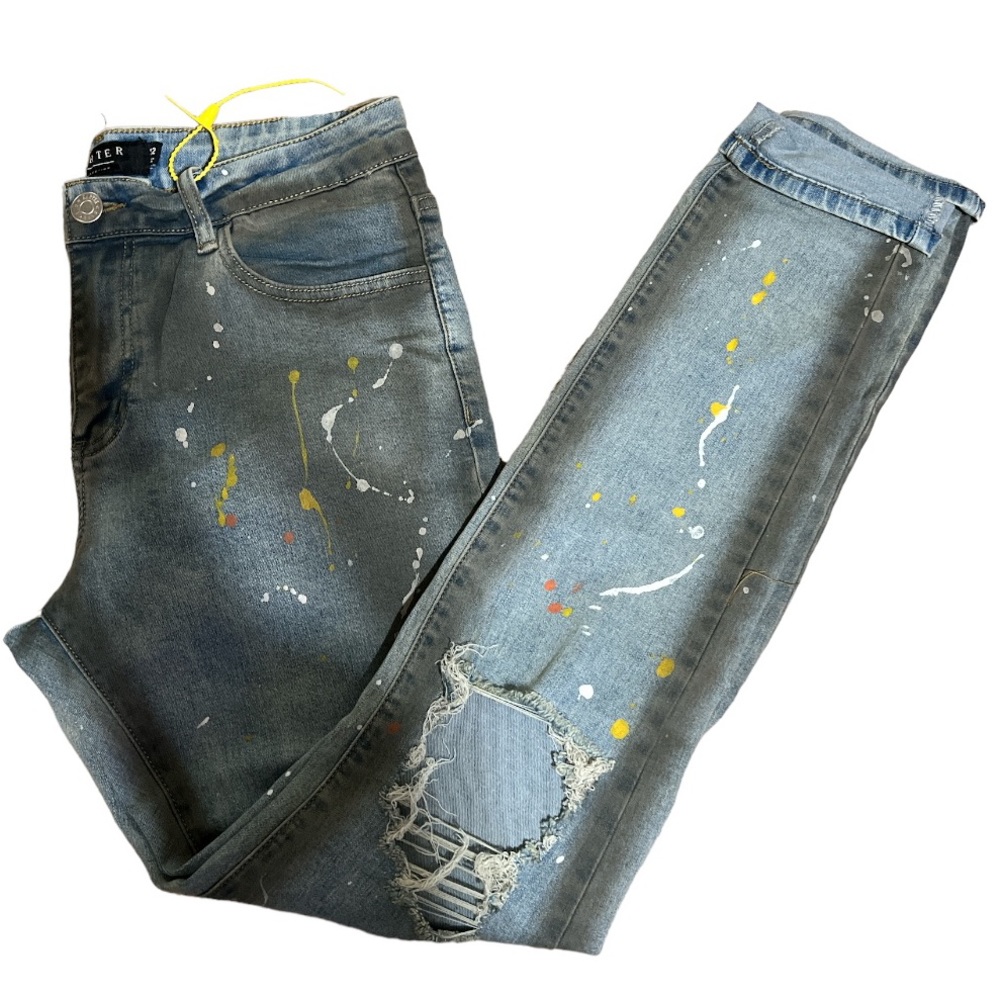 NWT Karter Collection Distressed Men’s Denim Pants w/Paint Splatter Jeans 32
